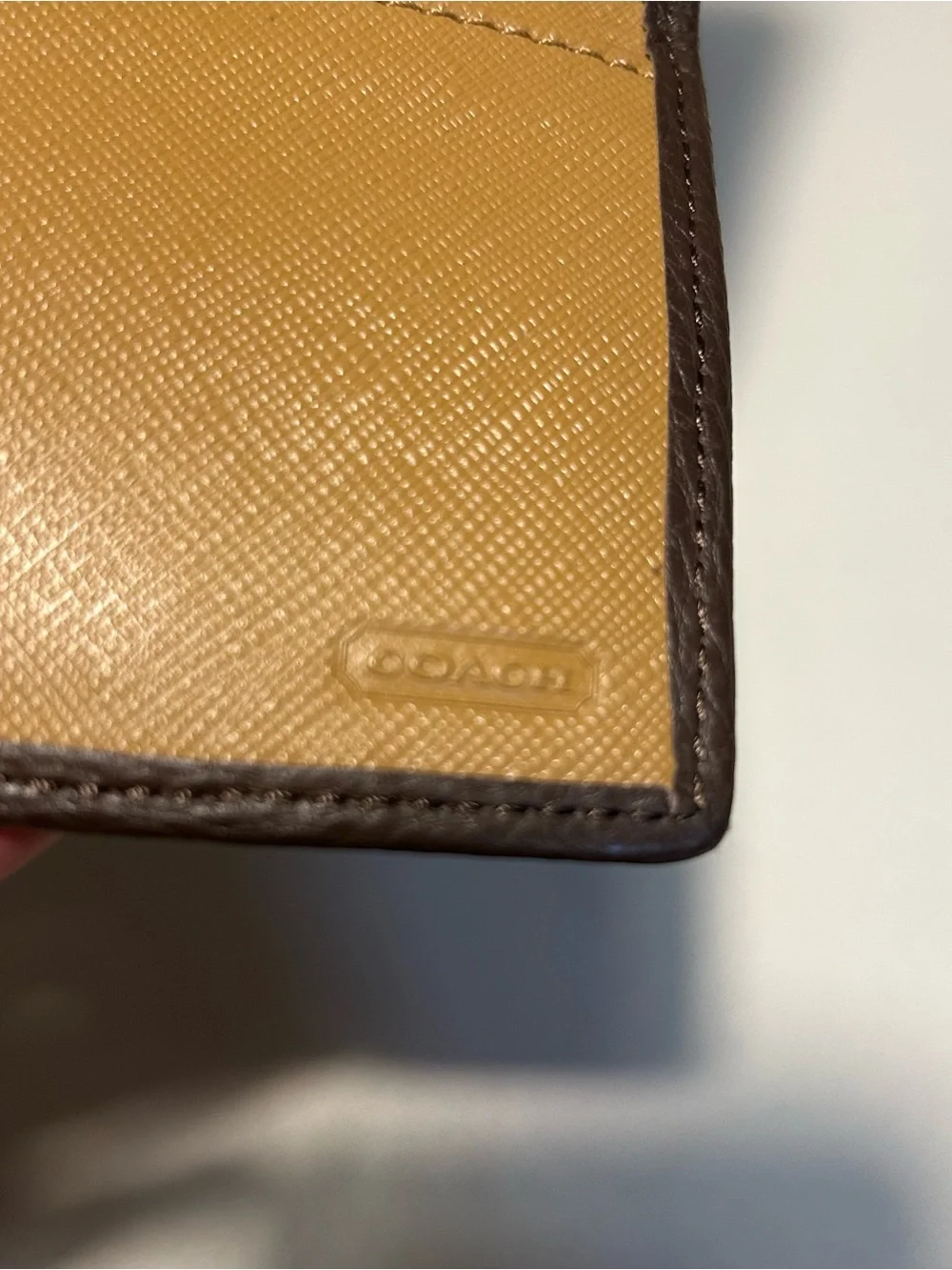 Coach Signature CC Khaki Brown Checkbook Cover Wallet Pen Holder